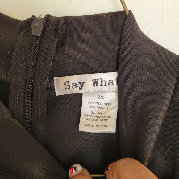 Black zippered mock neck dress with ruffle on hem - Picture 4 of 6